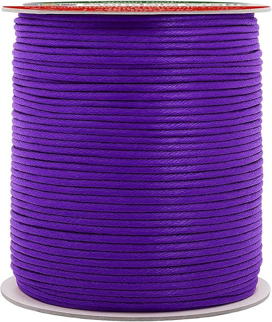Mandala Crafts 2mm 109 Yards Purple Cotton Waxed Cord for Jewelry Making Bracelet Cord Waxed String - Beading String Thread Jewelry Cords for Necklaces String