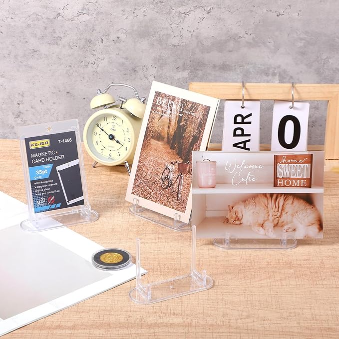 10 Pcs Card Display Stand, Acrylic Clear Card Trading Stand, Cards Display for Challenge Coin Graded Card Sports Card Trading Card PSA Card Baseball Card