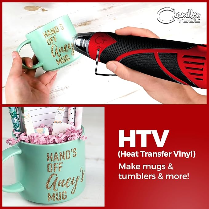 Heat Gun for Crafting, Mini Dual Temp Hot Air Gun Tool for Epoxy Resin, Shrink Wrapping, Vinyl Wrap, Embossing, Electronics, Candle Making, Sublimation, Phone Repair & DIY (Red/Black)