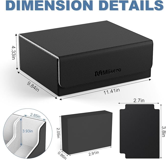 Mlikero Card Deck Case for Trading Cards 1800+, Trading Card Storage Box with 10 Dividers and 3 Foam Stoppers, Leather Magnetic Closure Commander Deck Box Fit for YuGiOh, MTG and Sport Cards
