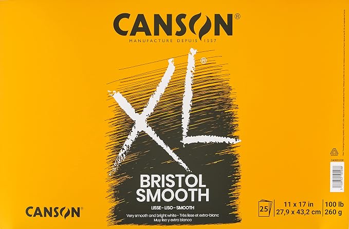 Canson XL Series Bristol Paper, Foldover Pad, 11x17 inches, 25 Sheets by Unknown