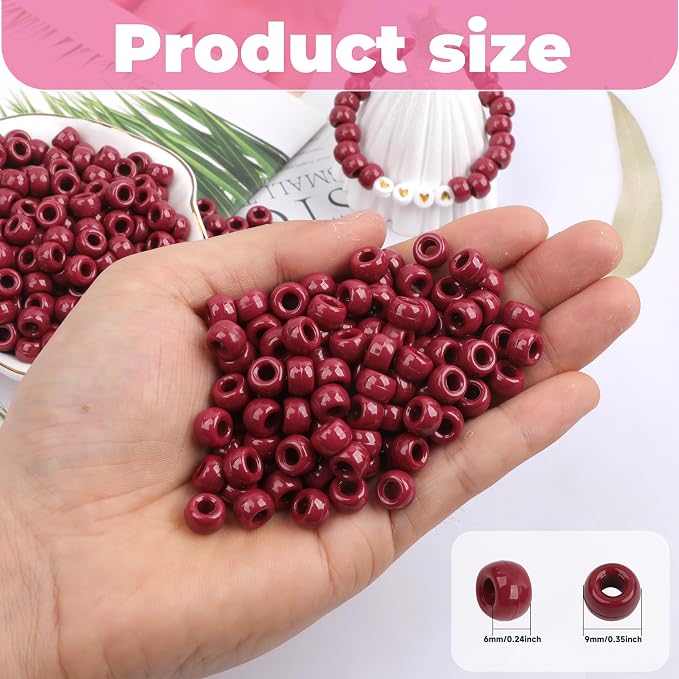 1000Pcs Pony Beads Bracelet 9mm Rainbow Plastic Barrel Pony Beads - Image 2