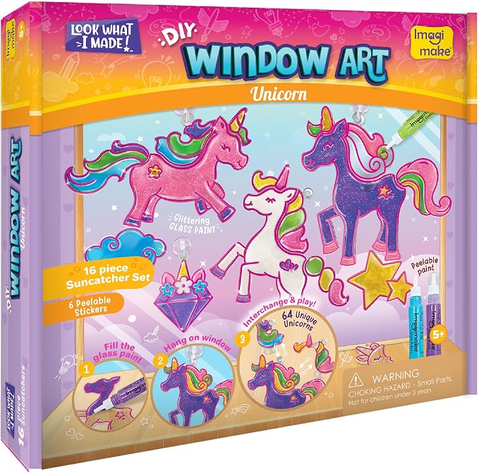 Imagimake Window Art Unicorn | Low Mess Suncatcher Kit | 16 Pieces Glass - Image 7