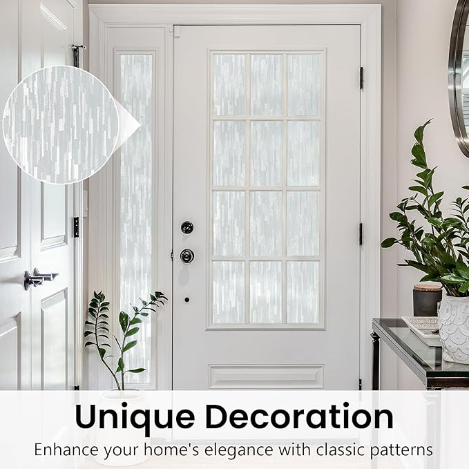 Haton Window Privacy Film, Frosted Glass Static Cling Sun Heat Blocking Window Clings, Frosting Opaque Coverings Stickers Tint for Home Office Door, Non Adhesive, White 35.4" x 78.7"