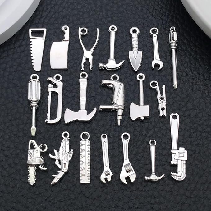 WOCRAFT 60pcs Bright Silver Tools Charms Bracelet Charms - Image 5