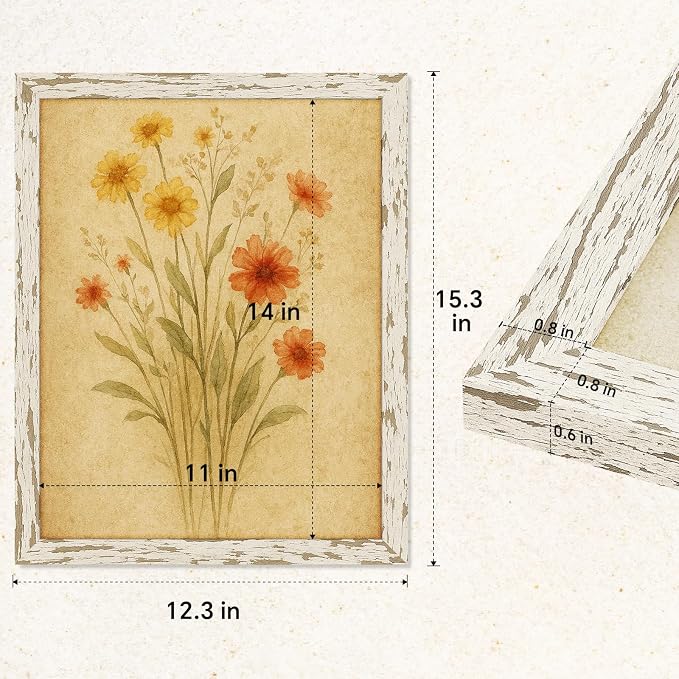 puthiac 11x14 Rustic Farmhouse Picture Frame, Distressed White, 1 Pack | - Image 5
