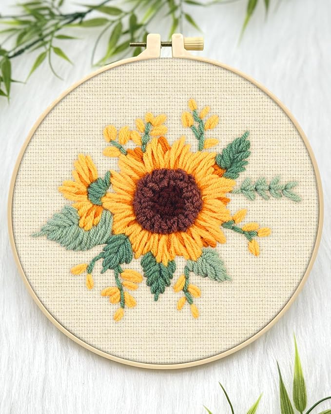 ERKOON Punch Needle Kit Beginners Adults, DIY Easy Flower Embroidery Set - Image 4