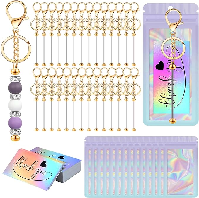 42/84/126 Pcs Beadable Keychain Bars Bulk Blank DIY Beaded Keychain Making by Unknown