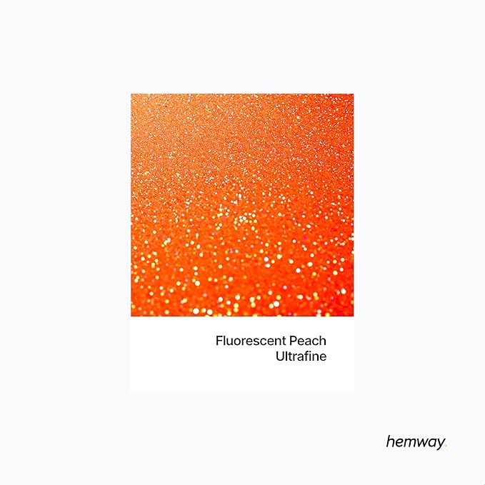 Hemway Polyurethane & Epoxy Resin Glitter 100g / 3.5oz Metallic Crystal Flake Additive for Flooring Jewelry Tumblers Glass Pigment - Ultrafine (1/128" 0.008" 0.2mm) - Fluorescent Peach