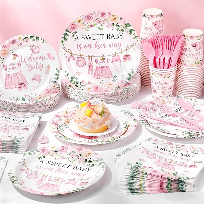 Pickmesh 400 Pcs Floral Baby Shower Party Decoration Include A Sweet Baby ls on - Image 4