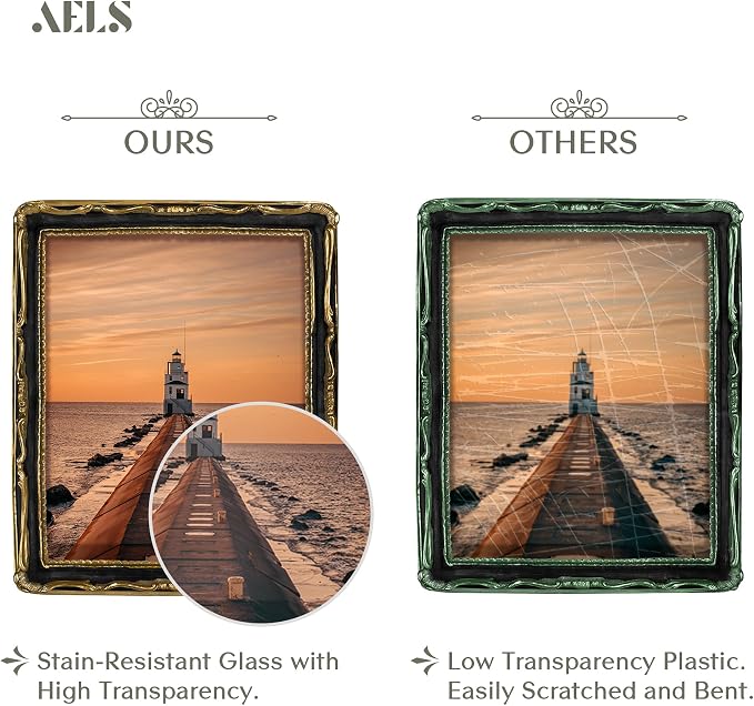 AELS 8x10 Inch Vintage Picture Frame, Elegant Antique Photo Frames - Image 3