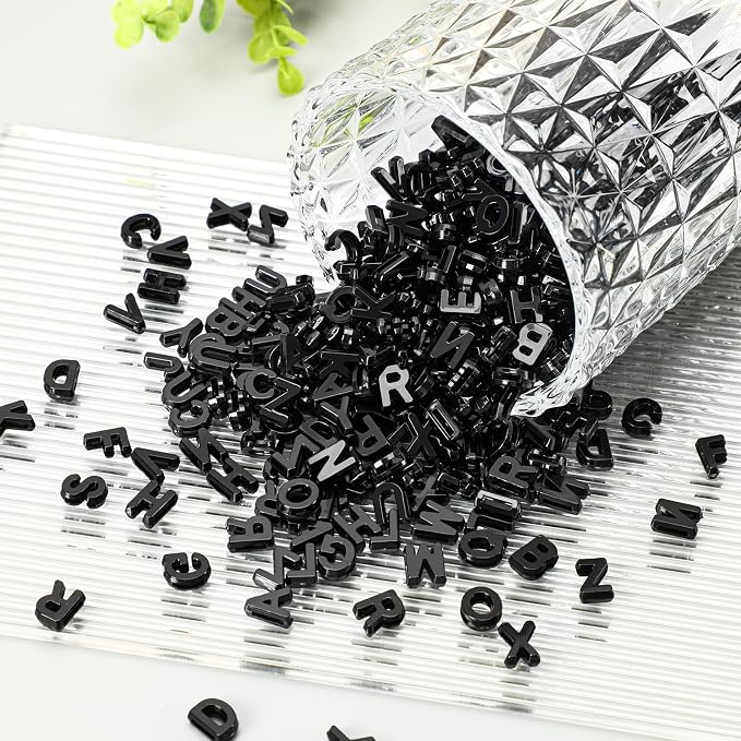 Augshy 700Pcs Black Large Alphabet Letter Beads - Image 3