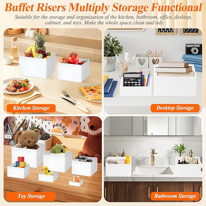 7Pcs White Acrylic Buffet Risers - Image 5