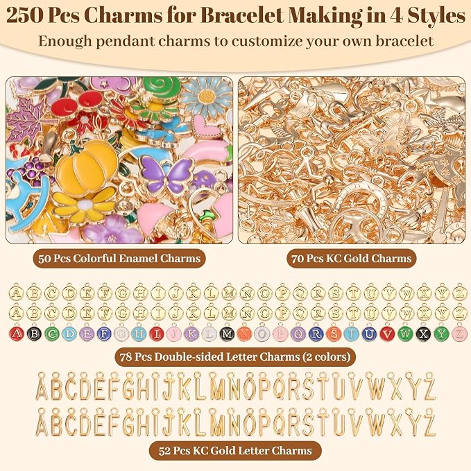 Jupwalz 478 Pcs Gold Charm Bracelet Making Kit - Image 2