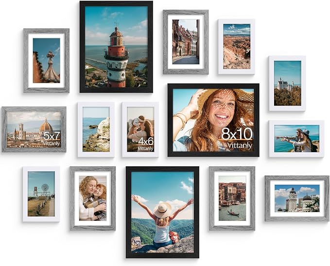 Vittanly 15 Pack Picture Frames Collage Wall Decor, Gallery Frame Set by Vittanly