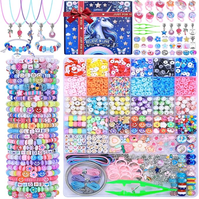 AIPRIDY 3200 Pcs Girls Toys Bracelet Making Kit, Unicorn/Mermaid Clay Beads by AIPRIDY