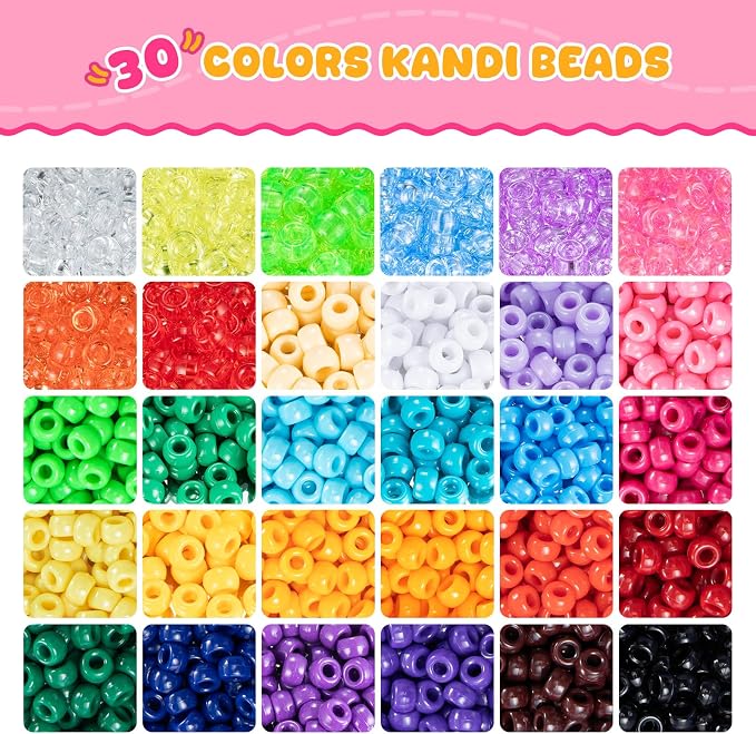 Simetufy 10000Pcs Pony Beads Bulk, 30 Colors Rainbow Kandi Beads - Image 4