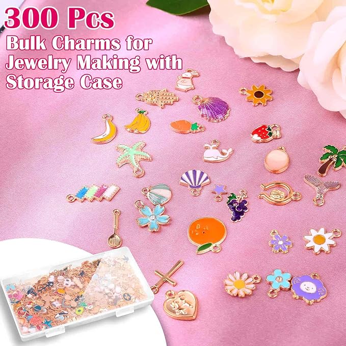 Acejoz 300Pcs Charms for Jewelry Making, Wholesale Bulk Assorted Gold-Plated - Image 3