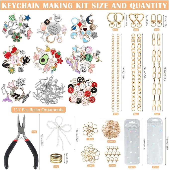 Himake 389Pcs Charms Lip Gloss Keychain Making Kit, DIY Bag Charm Kit - Image 2