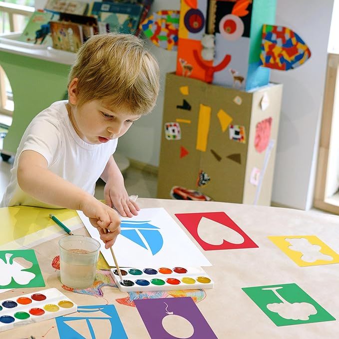 24 Pieces Stencils for Kids,Large Drawing Stencils Chalk Template,8 Inches Washable Shape Template Kit for Crafts,Painting Drawing for Kids Toddlers Preschool(Mandala, 8 inch)