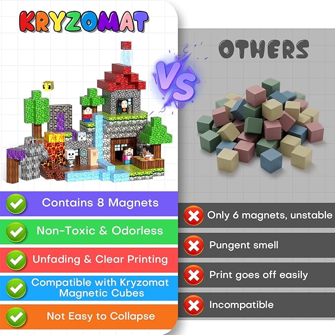 150PCS Magnetic Blocks, Magnet Tiles Toys for Kids, Magnetic Building Blocks Cubes, STEM Montessori Stacking Magnets for Kids, Birthday Gifts for Boys and Girls Age 3+ Years Old