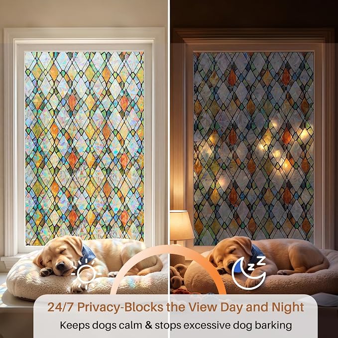 Window Privacy Film, Stained Glass Static Cling Rainbow Stickers 35.4" x - Image 6