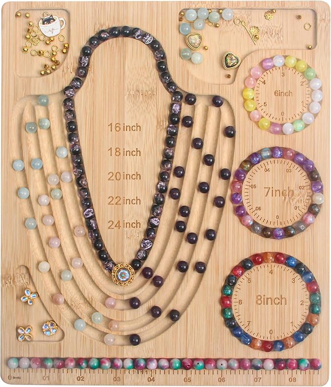 Bead Board for Jewelry Making, Bamboo Beading Tray Design Mat for Necklaces by Unknown