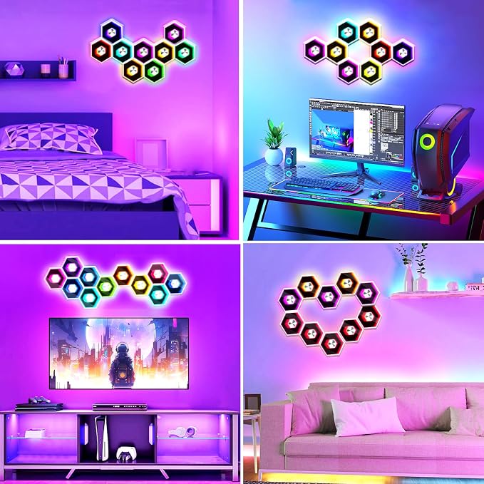 10 Pack Hexagon Lights Wall Panel | Hexagonal Led Lights Room Decor Wall - Image 5