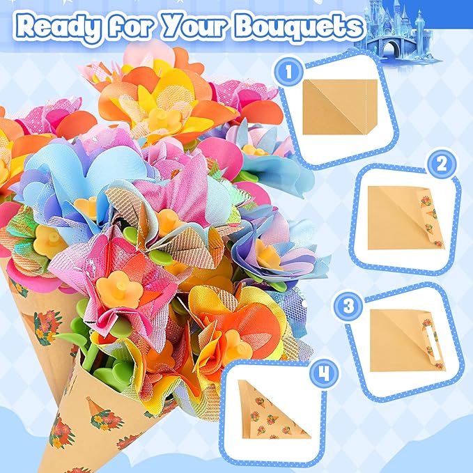 cosone Arts and Crafts Kits for Kids Age 3-12, Fabric Flower Bouquets Toys, DIY Craft Kits Toys for Kids, Ideal Gifts for Preschool Girls, Educational Handmade Frozen Toy for Girls Ages 3 4 5 6 7 8 9