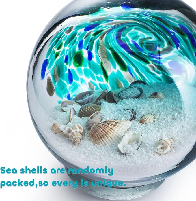 QFkris 4'' Sea Globe Hand Blown Art Glass Decor - Image 3