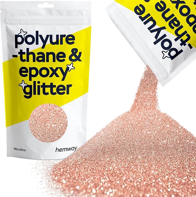 Hemway Polyurethane & Epoxy Resin Glitter 100g / 3.5oz Metallic Crystal Flake Additive for Flooring Jewelry Tumblers Glass Pigment - Microfine (1/256" 0.004" 0.1mm) - Rose Gold