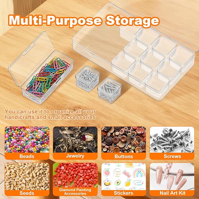 Bead Organizer Box, 2 Pack Small Clear Plastic Storage Containers Features - Image 6