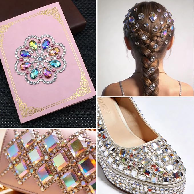 200 Pcs 7x15mm AB Rhinestones for Bedazzling, Rainbow Effect Craft Gems for - Image 5