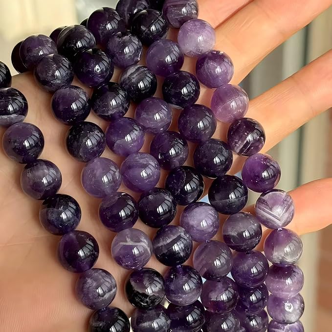 MJDCB Natural Dreamy Amethyst Beads Round Stone Beads DIY Loose Beads - Image 8