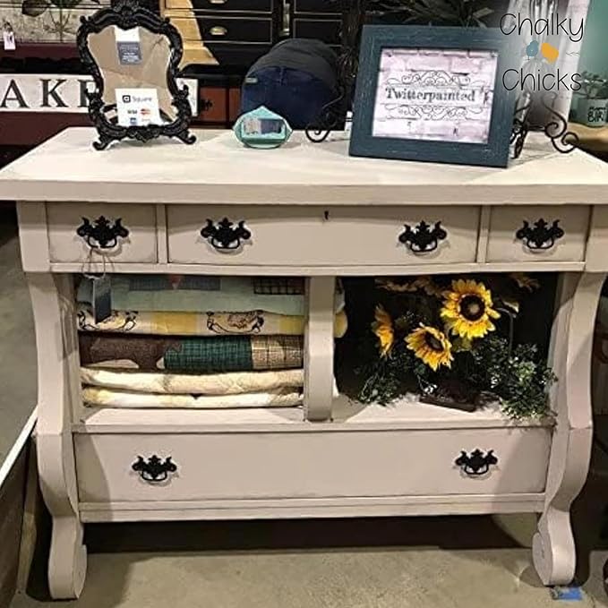 Chalky Chicks All-in-One Chalk Paint for Furniture or Cabinet - 32 Fl Oz - Matte Finish Wolf Gray (Gray/Beige) for Metal, Wood Furniture Paint - No Sanding All-in-One for Home Decor & Crafts, USA Made