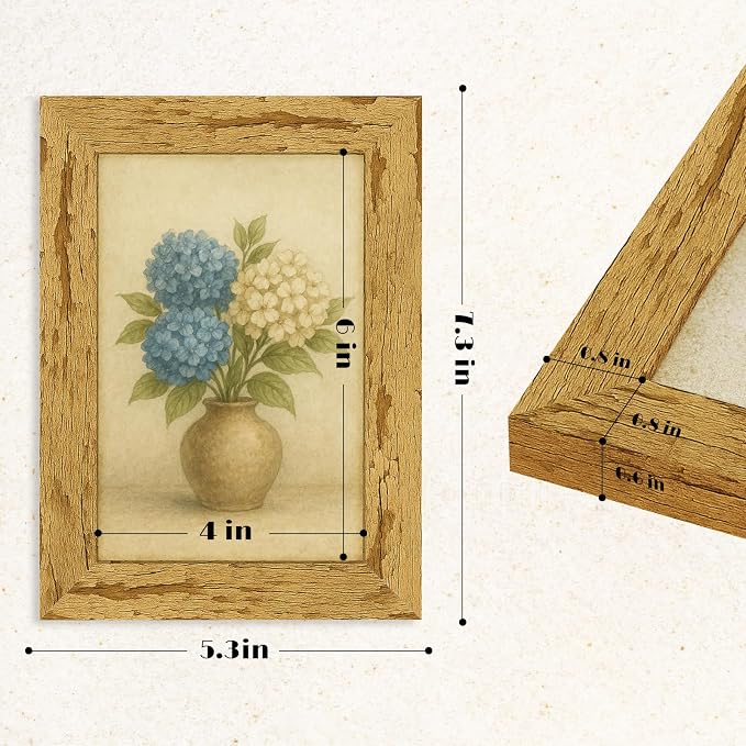 puthiac 4x6 Rustic Farmhouse Picture Frame, Natural Pine, 1 Pack | Distressed - Image 5