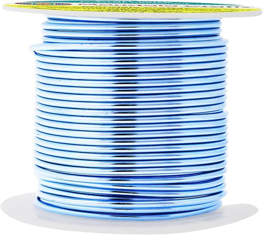 Mandala Crafts 14 Gauge Anodized Aluminum Craft Wire for Jewelry Making - 60 FT Colored Flexible Ice Blue Wire - Bendable for Bonsai Armature Crafting Sculpting