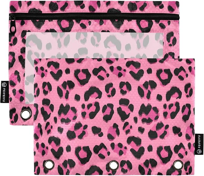 Hot Pink Black Leopard Print Pencil Pouch by BOENLE-WELCOMEYOURCOMING