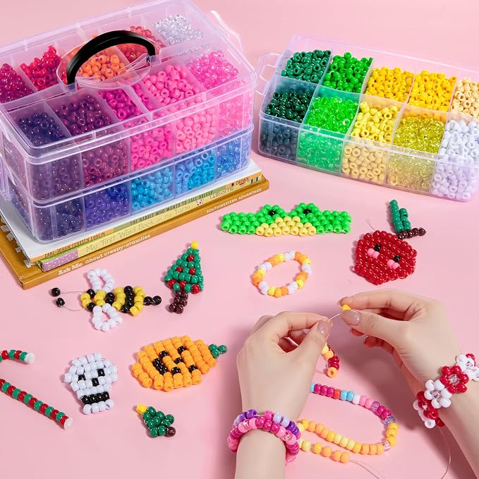 Simetufy 10000Pcs Pony Beads Bulk, 30 Colors Rainbow Kandi Beads - Image 5