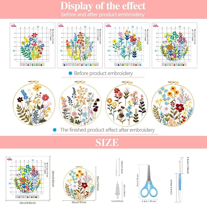 Zhenqing Floral Cross Stitch Kit - Image 4