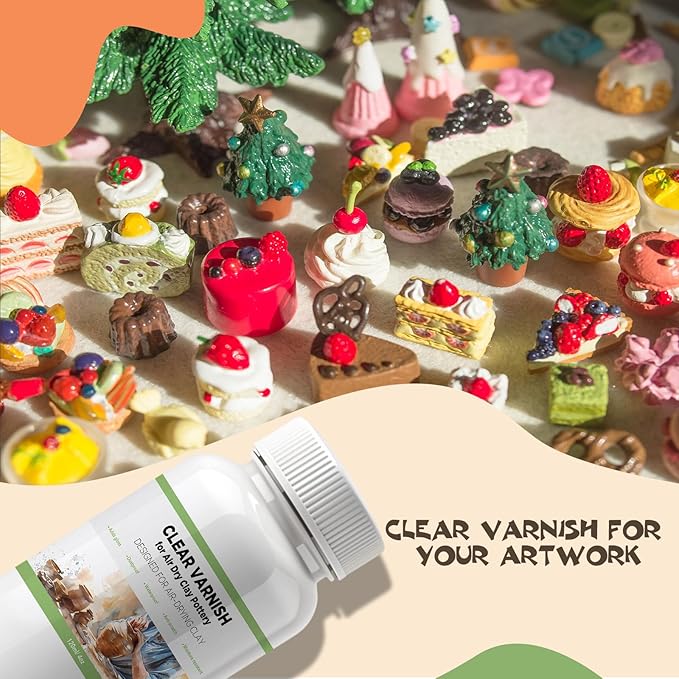 120ml Air Dry Clay Varnish - Air Dry Clay Sealant for Airdry Clay - Clear Varnish for Air Dry Clay Pottery - Matte Finish Clear Varnish for Pottery, Used to Prevent Clay Cracking, Scratches, Wear