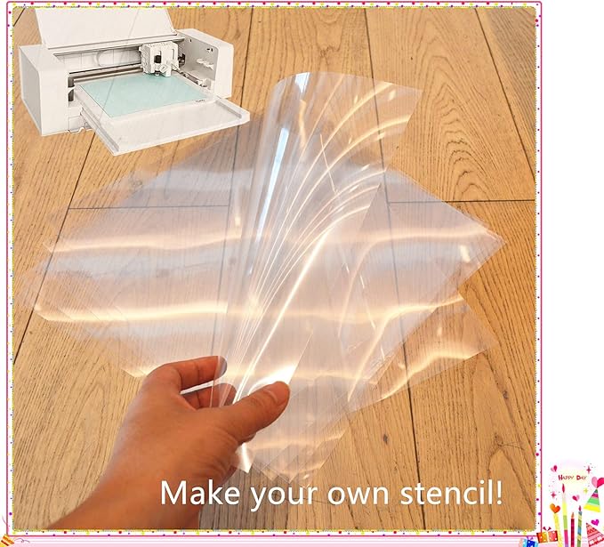 15-Pack 4 mil 12-Inch-by-12-Inch Blank Stencil Sheet for Cricut Vinyl, Silhouette, Transparent PET Acetate Mylar Craft Template Material