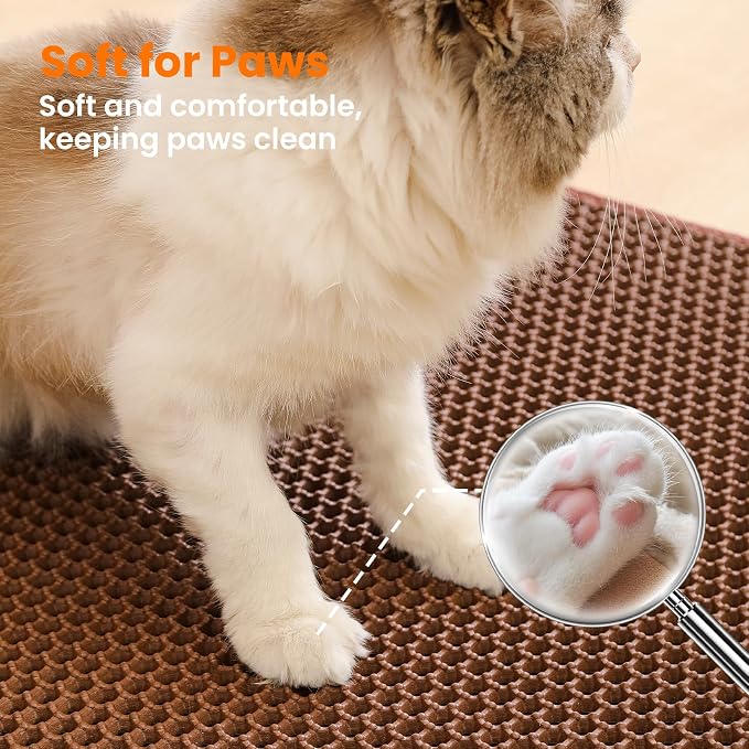 Jumbo Cat Litter Mat, 46x26 Inches Double Layer Honeycomb Litter Trapping Mat - Image 7