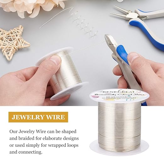 BENECREAT 22 Gauge 55 Yards Tarnish Resistant Silver Wire Jewelry Beading Wire - Image 4