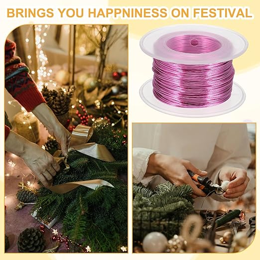 uxcell 20 Gauge / 0.8mm Anodized Aluminum Wire for Jewelry Craft Making, 102 Feet Bendable Flexible Wire for DIY Home Decor Gardening Sculpture, Dark Pink