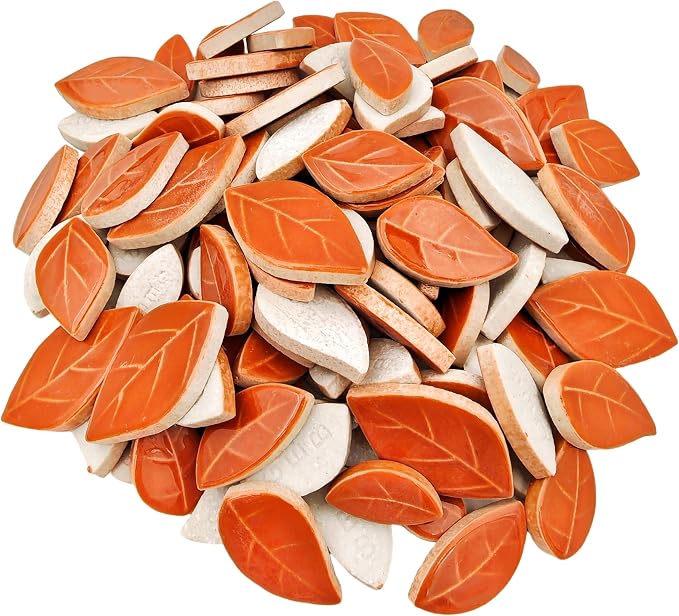 500g/1.1lb Leaf-Shaped Ceramic Mosaic Tiles, Ceramic Mosaic Pieces - Image 3