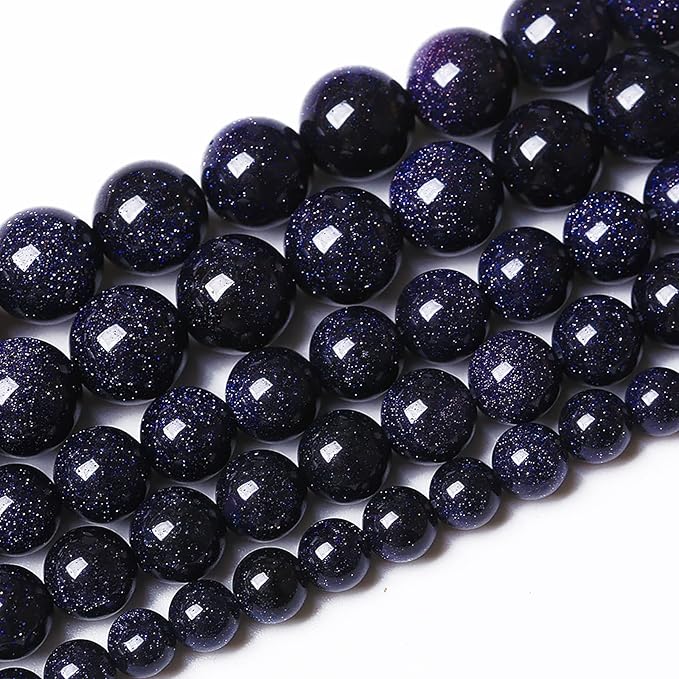 38PCS 10mm Blue Sandstone Gemstone Beads Beads Natural Stone Round Loose Beads for Jewelry Making DIY Bracelet Necklace 15" Inch