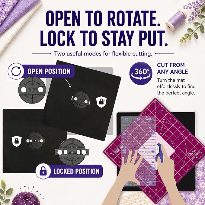 The Quilted Bear Rotating Cutting Mat 12" x 12" - Image 6