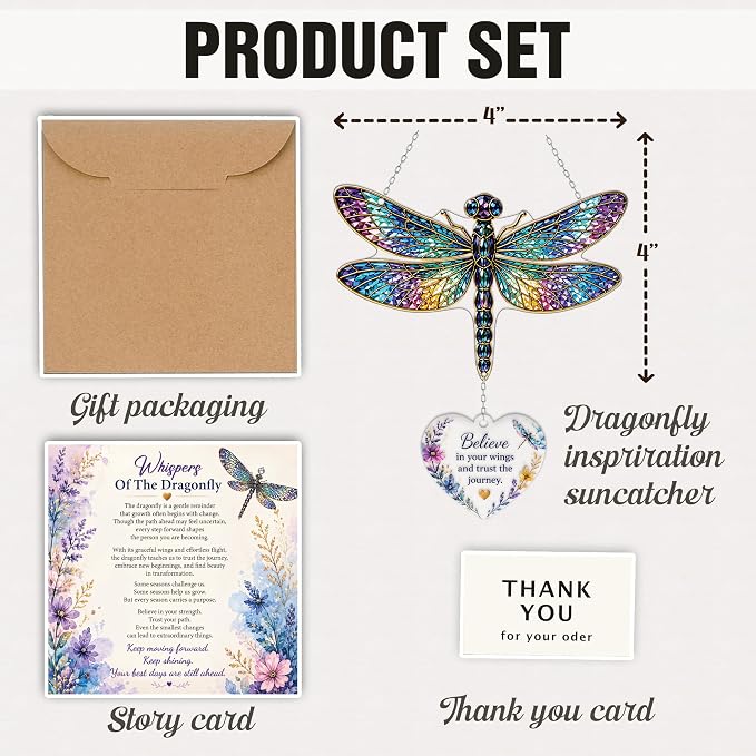 Devory 4 Inch Acrylic Dragonfly Suncatcher, Sun Catchers Indoor Window - Image 2