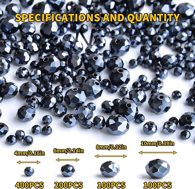 800Pcs 4/6/8/10mm Crystal Glass Beads - Image 2